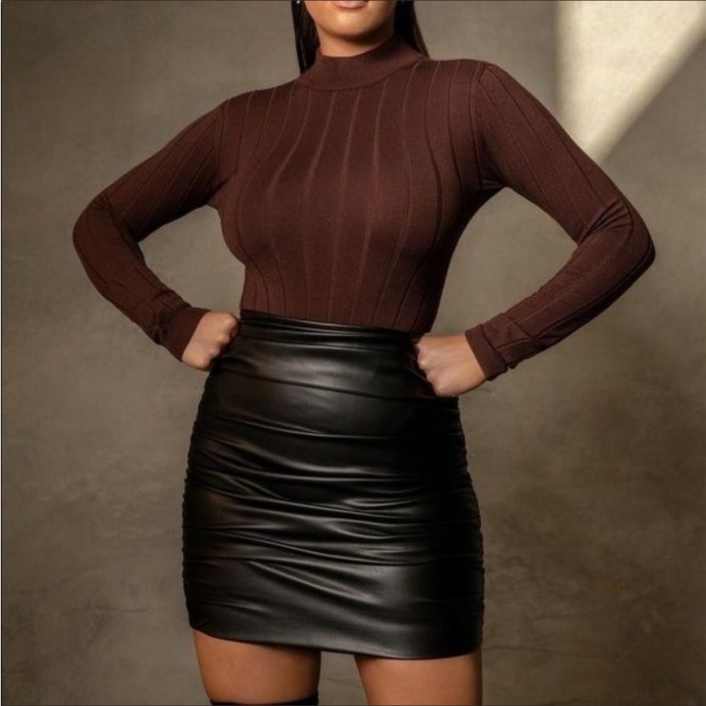 Meshki Faux Leather Skirt